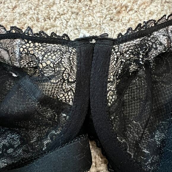 Paramour Unlined Lace Bra size 40DD Black White Embroidered Sexy Sheer Mesh - Picture 9 of 9